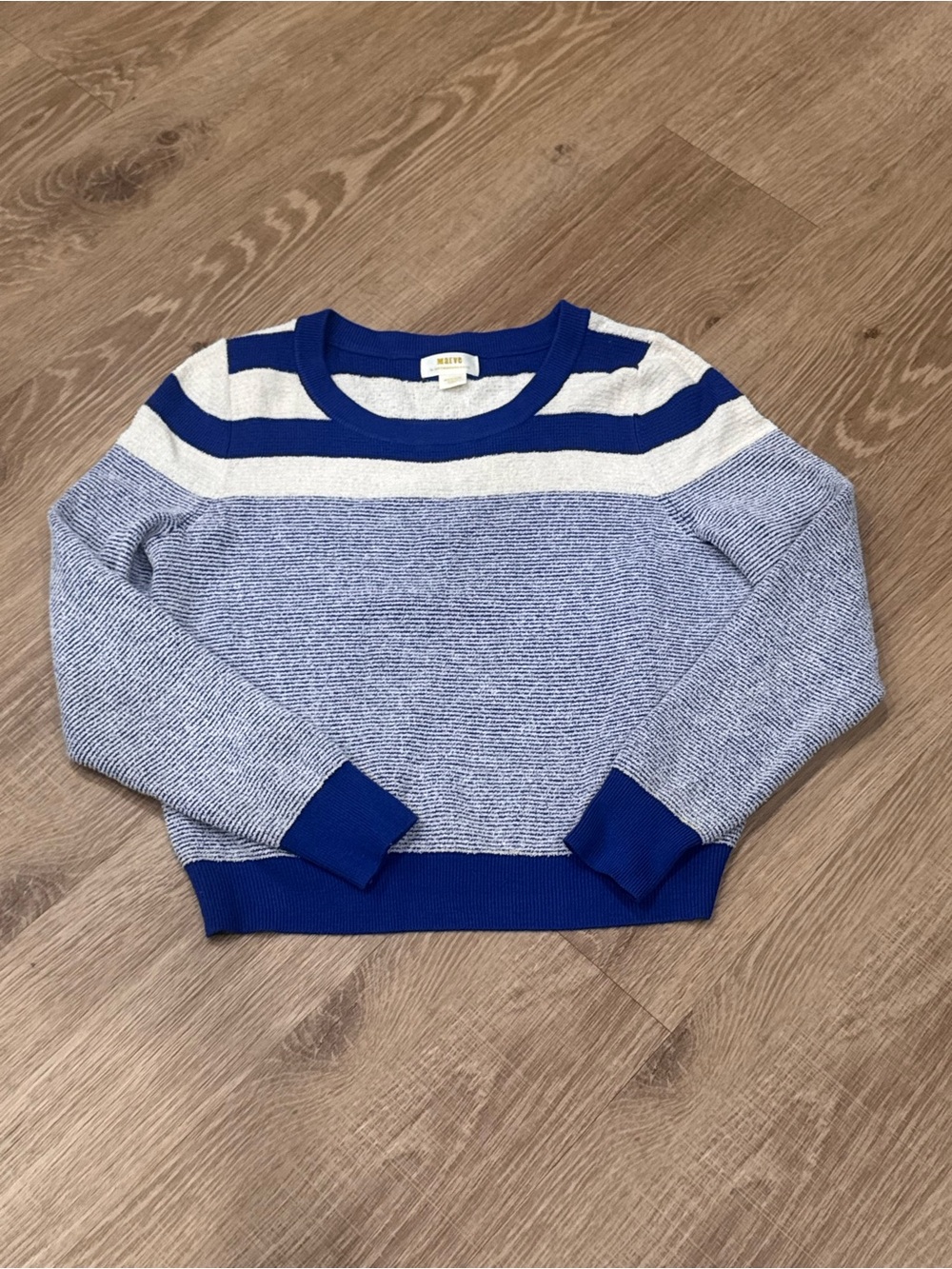 Maeve by Anthropologie Blue White Striped Textured Knit Sweater M